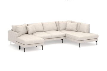 Menard 4-seters Høyrevendt Stor U-formet Dyp Sofa med Divan og Sjeselong i Stoff - Beige - Møbler - Sofaer - Sofaer med sjeselong - 4 seters sofa med divan