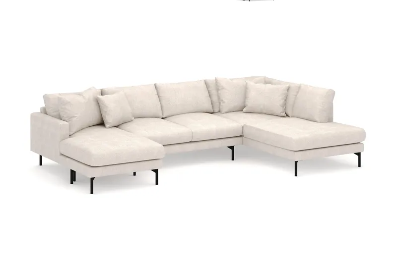 Menard 4-seters Høyrevendt Stor U-formet Dyp Sofa med Divan og Sjeselong i Stoff - Beige - Møbler - Sofaer - Sofaer med sjeselong - 4 seters sofa med divan