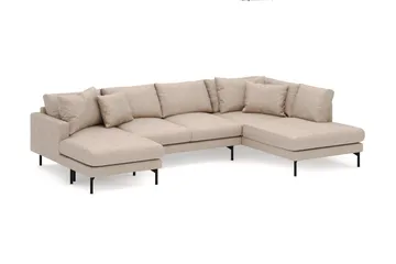 Menard 4-seters Høyrevendt Stor U-formet Dyp Sofa med Divan og Sjeselong i Stoff - Beige - Møbler - Sofaer - Sofaer med sjeselong - 4 seters sofa med divan