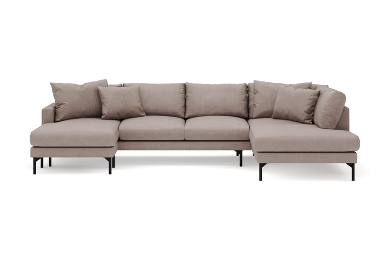 Menard 4-seters Høyrevendt Stor U-formet Dyp Sofa med Divan og Sjeselong i Stoff, Brun