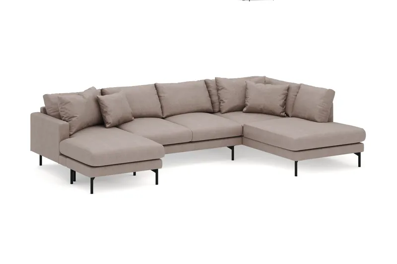 Menard 4-seters Høyrevendt Stor U-formet Dyp Sofa med Divan og Sjeselong i Stoff - Brun - Møbler - Sofaer - Sofaer med sjeselong - 4 seters sofa med divan