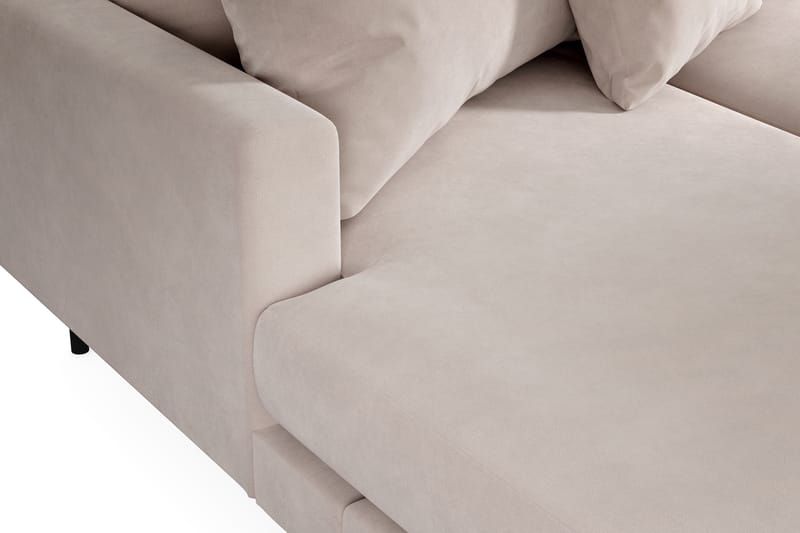 Menard 4-seters Høyrevendt U-formet Sofa med Divan og Sjeselong i Fløyel - Beige - Møbler - Sofaer - Sofaer med sjeselong - 4 seters sofa med divan