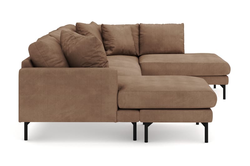 Menard 4-seters Høyrevendt U-formet Sofa med Divan og Sjeselong i Manchester - Brun - Møbler - Sofaer - Sofaer med sjeselong - 4 seters sofa med divan