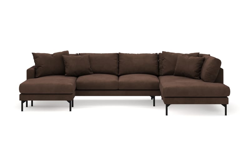 Menard 4-seters Høyrevendt U-formet Sofa med Divan og Sjeselong i Manchester - Brun - Møbler - Sofaer - Sofaer med sjeselong - 4 seters sofa med divan