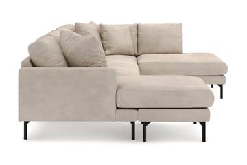 Menard 4-seters Høyrevendt U-formet Sofa med Divan og Sjeselong i Manchester - Grå - Møbler - Sofaer - Sofaer med sjeselong - 4 seters sofa med divan