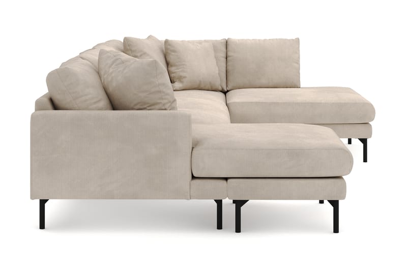 Menard 4-seters Høyrevendt U-formet Sofa med Divan og Sjeselong i Manchester - Grå - Møbler - Sofaer - Sofaer med sjeselong - 4 seters sofa med divan