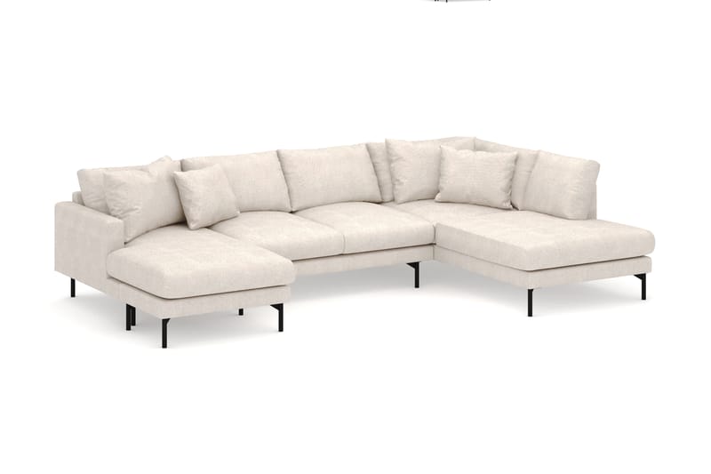Menard 4-seters Høyrevendt U-formet Sofa med Divan og Sjeselong i Stoff - Beige - Møbler - Sofaer - Sofaer med sjeselong - 4 seters sofa med divan