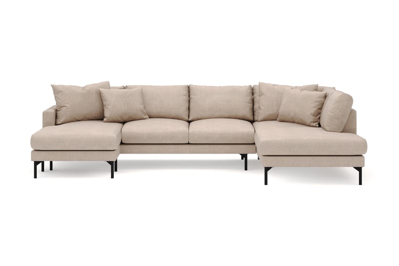 Menard 4-seters Høyrevendt U-formet Sofa med Divan og Sjeselong i Stoff, Beige