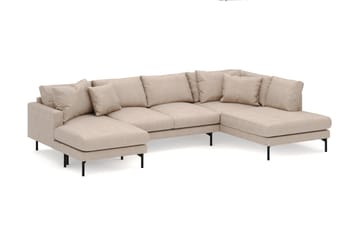 Menard 4-seters Høyrevendt U-formet Sofa med Divan og Sjeselong i Stoff - Beige - Møbler - Sofaer - Sofaer med sjeselong - 4 seters sofa med divan