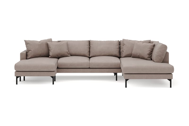Menard 4-seters Høyrevendt U-formet Sofa med Divan og Sjeselong i Stoff - Brun - Møbler - Sofaer - Sofaer med sjeselong - 4 seters sofa med divan