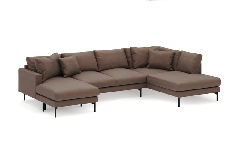 Menard 4-seters Høyrevendt U-formet Sofa med Divan og Sjeselong i Stoff - Brun - Møbler - Sofaer - Sofaer med sjeselong - 4 seters sofa med divan