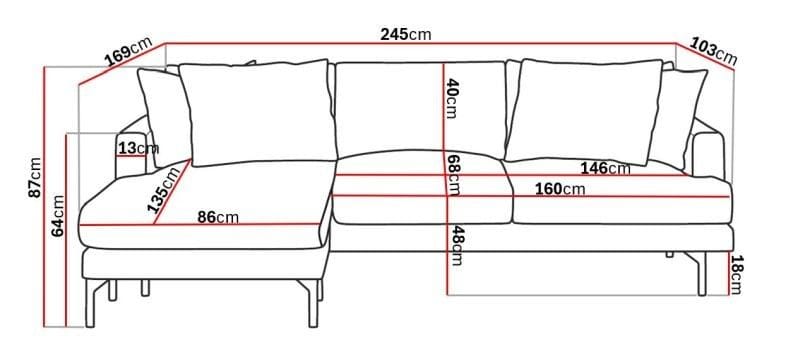 Menard 4-seters Venstrevendt Dyp L-formet Divansofa i Stoff - Beige - Møbler - Sofaer - Sofaer med sjeselong - 4 seters sofa med divan