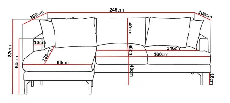 Menard 4-seters Venstrevendt Dyp L-formet Divansofa i Stoff - Beige - Møbler - Sofaer - Sofaer med sjeselong - 4 seters sofa med divan