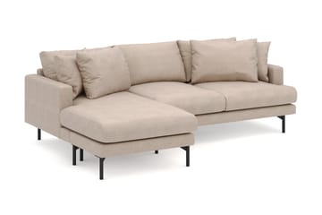 Menard 4-seters Venstrevendt Dyp L-formet Divansofa i Stoff - Beige - Møbler - Sofaer - Sofaer med sjeselong - 4 seters sofa med divan