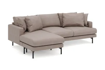 Menard 4-seters Venstrevendt Dyp L-formet Divansofa i Stoff - Brun - Møbler - Sofaer - Sofaer med sjeselong - 3 seters sofa med divan