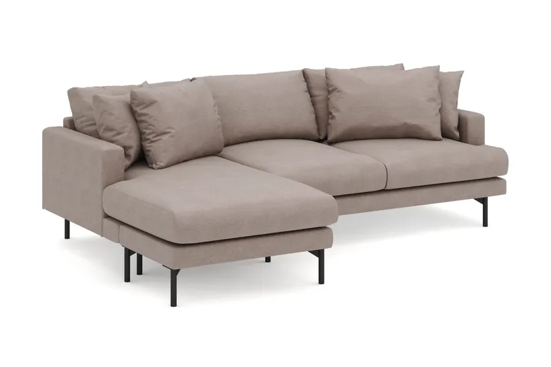 Menard 4-seters Venstrevendt Dyp L-formet Divansofa i Stoff - Brun - Møbler - Sofaer - Sofaer med sjeselong - 3 seters sofa med divan
