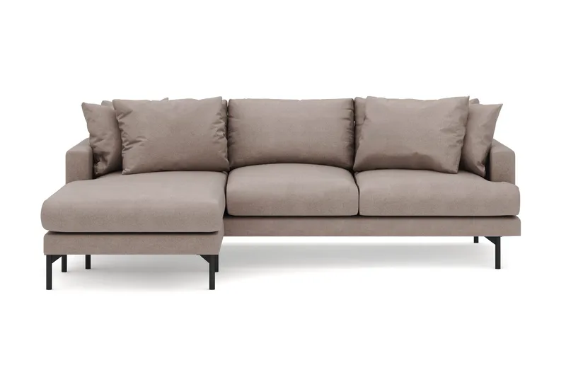 Menard 4-seters Venstrevendt Dyp L-formet Divansofa i Stoff, Brun