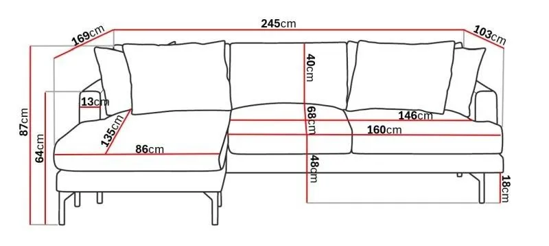 Menard 4-seters Venstrevendt Dyp L-formet Divansofa i Stoff - Brun - Møbler - Sofaer - Sofaer med sjeselong - 3 seters sofa med divan