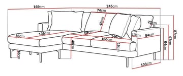 Menard 4-seters Venstrevendt Dyp L-formet Divansofa i Stoff - Brun - Møbler - Sofaer - Sofaer med sjeselong - 3 seters sofa med divan