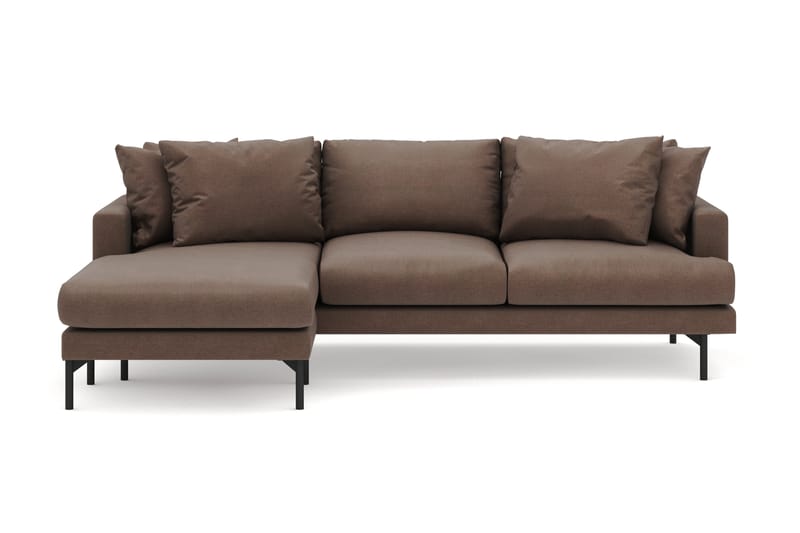 Menard 4-seters Venstrevendt Dyp L-formet Divansofa i Stoff - Brun - Møbler - Sofaer - Sofaer med sjeselong - 3 seters sofa med divan