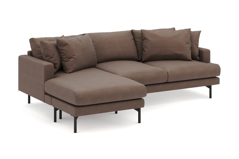 Menard 4-seters Venstrevendt Dyp L-formet Divansofa i Stoff - Brun - Møbler - Sofaer - Sofaer med sjeselong - 3 seters sofa med divan