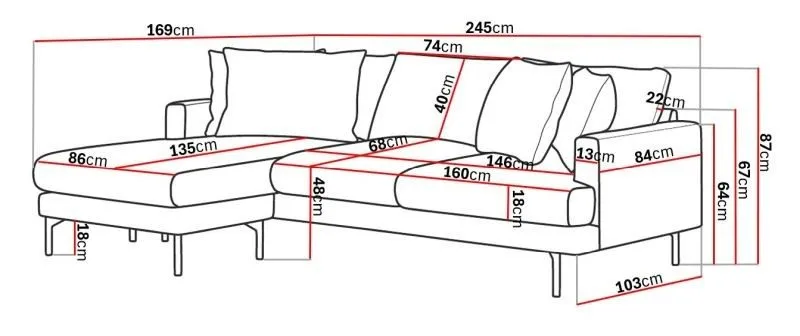 Menard 4-seters Venstrevendt Dyp L-formet Divansofa i Stoff - Brun - Møbler - Sofaer - Sofaer med sjeselong - 3 seters sofa med divan