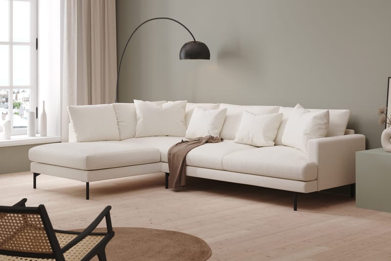 Menard 4-seters Venstrevendt Dyp L-formet Sjeselongsofa i Bouclé - Hvit - Møbler - Sofaer - Sofaer med sjeselong - 4 seters sofa med divan