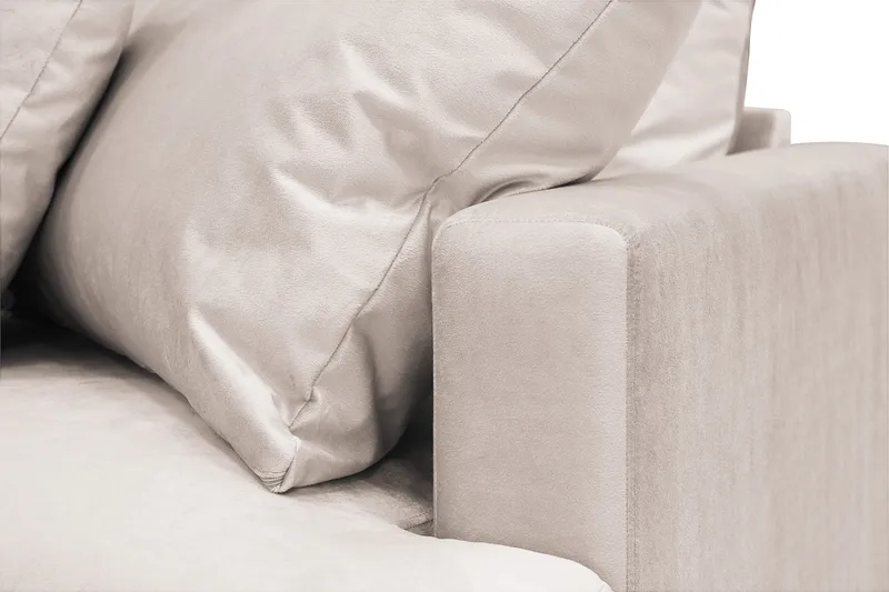 Menard 4-seters Venstrevendt Dyp L-formet Sjeselongsofa i Fløyel - Beige - Møbler - Sofaer - Sofaer med sjeselong - 4 seters sofa med divan