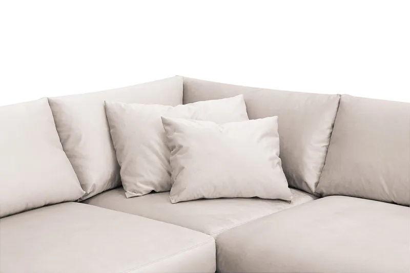 Menard 4-seters Venstrevendt Dyp L-formet Sjeselongsofa i Fløyel - Beige - Møbler - Sofaer - Sofaer med sjeselong - 4 seters sofa med divan