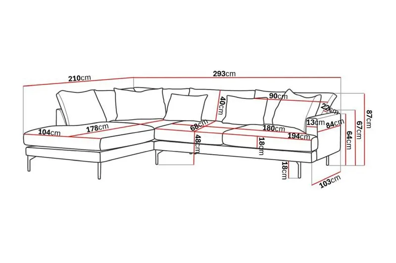 Menard 4-seters Venstrevendt Dyp L-formet Sjeselongsofa i Fløyel - Beige - Møbler - Sofaer - Sofaer med sjeselong - 4 seters sofa med divan