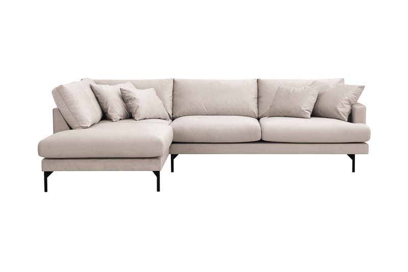 Menard 4-seters Venstrevendt Dyp L-formet Sjeselongsofa i Fløyel, Beige