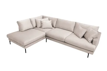 Menard 4-seters Venstrevendt Dyp L-formet Sjeselongsofa i Fløyel - Beige - Møbler - Sofaer - Sofaer med sjeselong - 4 seters sofa med divan