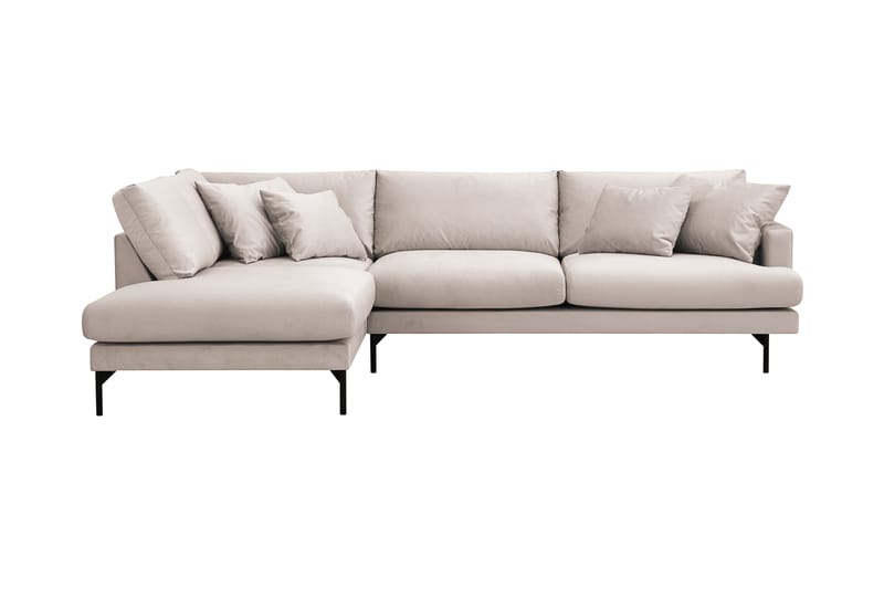 Menard 4-seters Venstrevendt Dyp L-formet Sjeselongsofa i Fløyel - Beige - Møbler - Sofaer - Sofaer med sjeselong - 4 seters sofa med divan