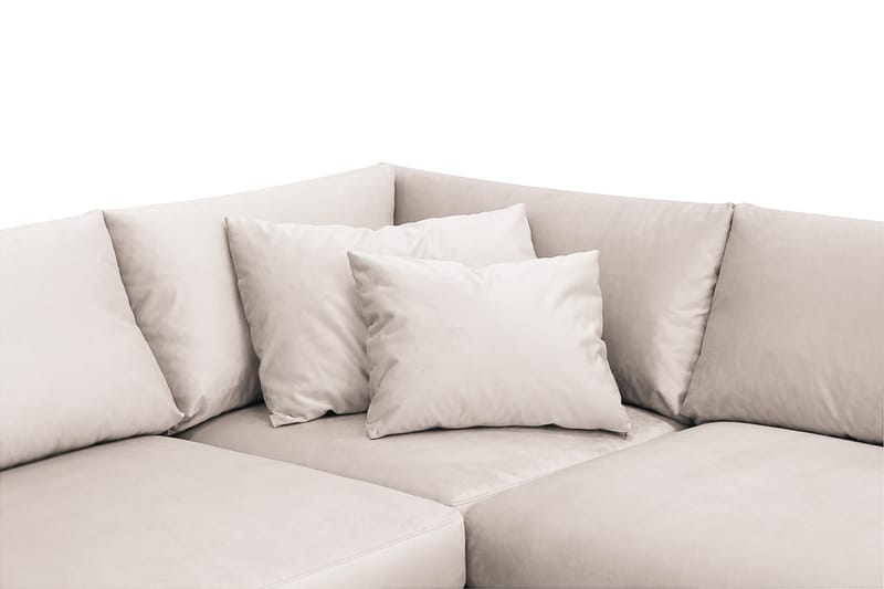 Menard 4-seters Venstrevendt Dyp L-formet Sjeselongsofa i Fløyel - Beige - Møbler - Sofaer - Sofaer med sjeselong - 4 seters sofa med divan