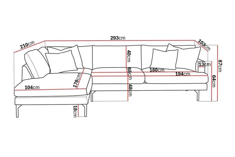Menard 4-seters Venstrevendt Dyp L-formet Sjeselongsofa i Fløyel - Beige - Møbler - Sofaer - Sofaer med sjeselong - 4 seters sofa med divan