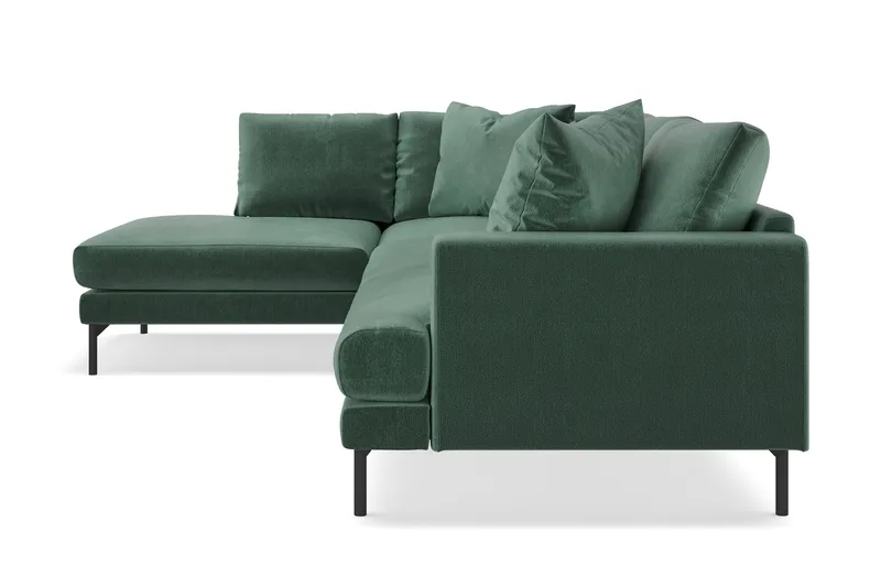 Menard 4-seters Venstrevendt Dyp L-formet Sjeselongsofa i Fløyel - Mørk grønn - Møbler - Sofaer - Sofaer med sjeselong - 4 seters sofa med divan