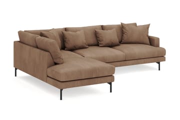Menard 4-seters Venstrevendt Dyp L-formet Sjeselongsofa i Manchester - Brun - Møbler - Sofaer - Sofaer med sjeselong - 4 seters sofa med divan