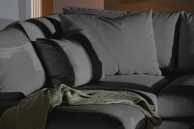 Menard 4-seters Venstrevendt Dyp L-formet Sjeselongsofa i Manchester - Grå - Møbler - Sofaer - Sofaer med sjeselong - 4 seters sofa med divan