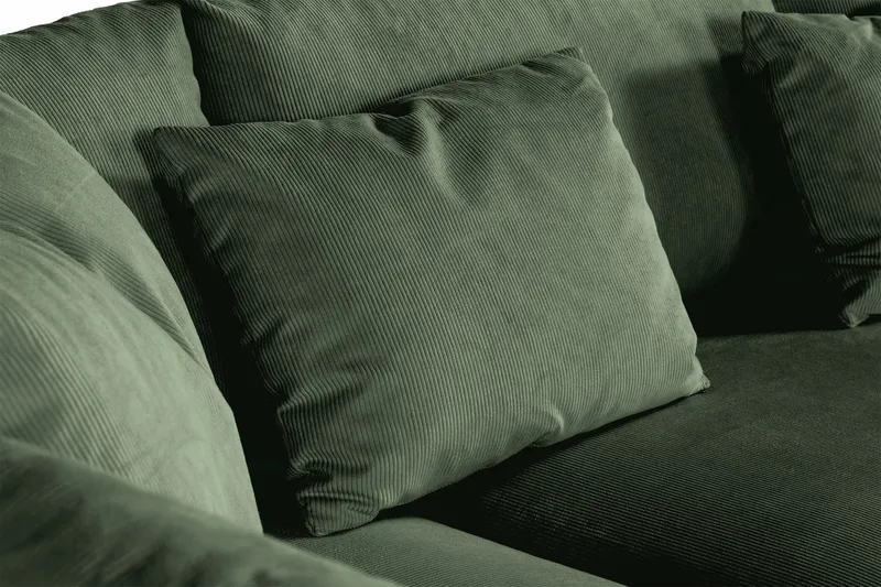 Menard 4-seters Venstrevendt Dyp L-formet Sjeselongsofa i Manchester - Grønn - Møbler - Sofaer - Sofaer med sjeselong - 4 seters sofa med divan