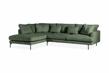 Menard 4-seters Venstrevendt Dyp L-formet Sjeselongsofa i Manchester - Grønn - Møbler - Sofaer - Sofaer med sjeselong - 4 seters sofa med divan