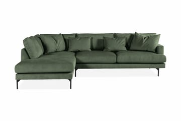 Menard 4-seters Venstrevendt Dyp L-formet Sjeselongsofa i Manchester - Grønn - Møbler - Sofaer - Sofaer med sjeselong - 4 seters sofa med divan