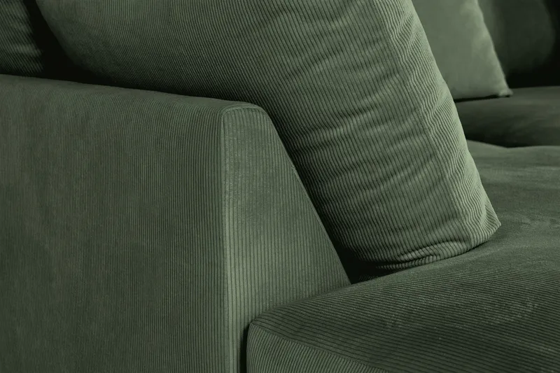 Menard 4-seters Venstrevendt Dyp L-formet Sjeselongsofa i Manchester - Grønn - Møbler - Sofaer - Sofaer med sjeselong - 4 seters sofa med divan