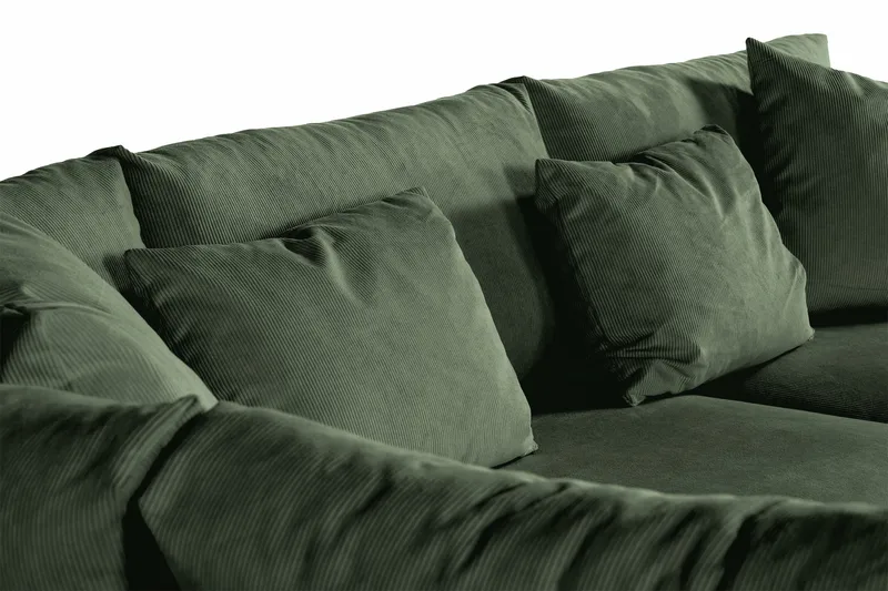 Menard 4-seters Venstrevendt Dyp L-formet Sjeselongsofa i Manchester - Grønn - Møbler - Sofaer - Sofaer med sjeselong - 4 seters sofa med divan