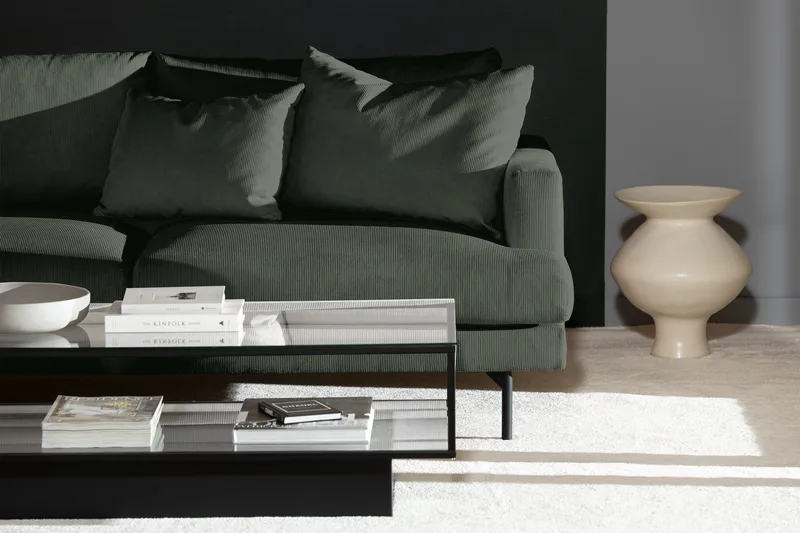 Menard 4-seters Venstrevendt Dyp L-formet Sjeselongsofa i Manchester - Grønn - Møbler - Sofaer - Sofaer med sjeselong - 4 seters sofa med divan