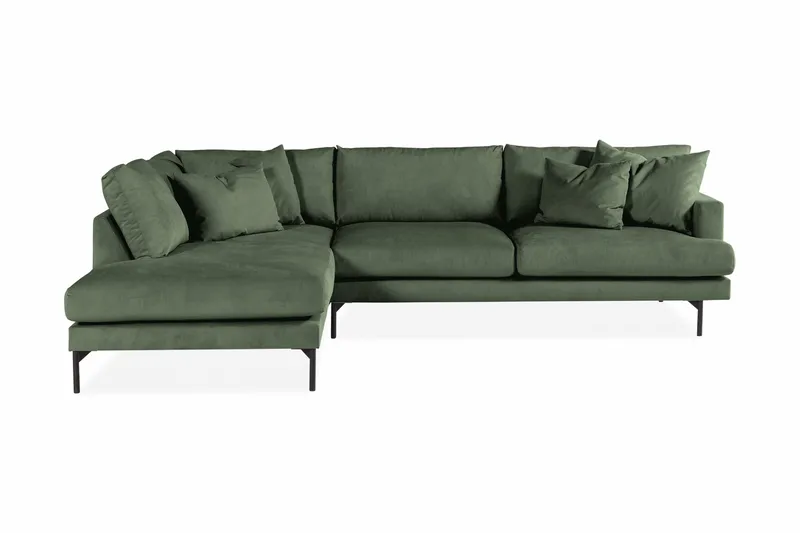 Menard 4-seters Venstrevendt Dyp L-formet Sjeselongsofa i Manchester - Grønn - Møbler - Sofaer - Sofaer med sjeselong - 4 seters sofa med divan