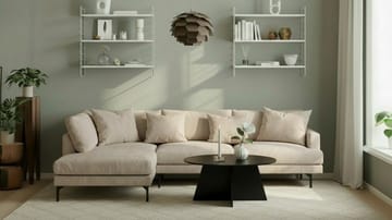 Menard 4-seters Venstrevendt Dyp L-formet Sjeselongsofa i Manchester - Greige - Møbler - Sofaer - Sofaer med sjeselong - 4 seters sofa med divan