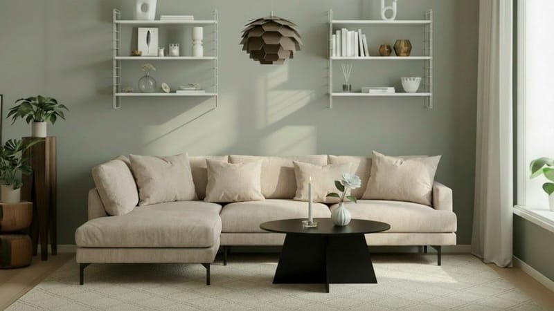 Menard 4-seters Venstrevendt Dyp L-formet Sjeselongsofa i Manchester - Greige - Møbler - Sofaer - Sofaer med sjeselong - 4 seters sofa med divan