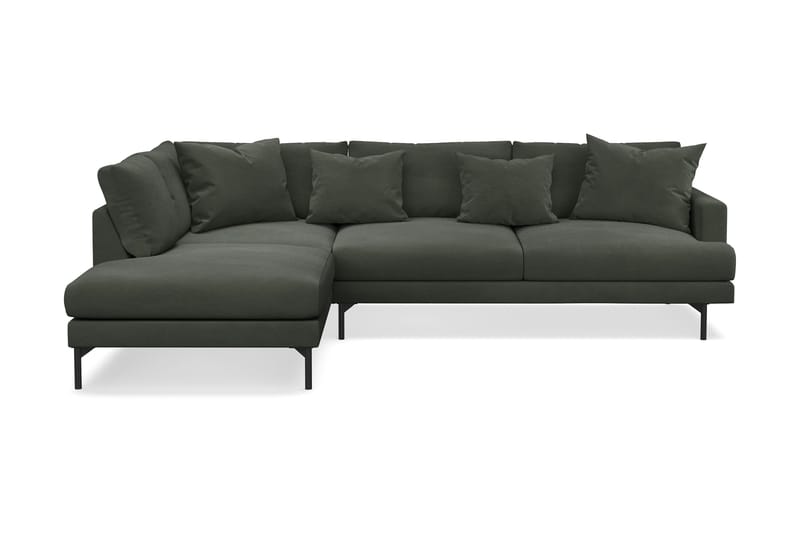 Menard 4-seters Venstrevendt Dyp L-formet Sjeselongsofa i Manchester - Mørk grønn - Møbler - Sofaer - Sofaer med sjeselong - 4 seters sofa med divan
