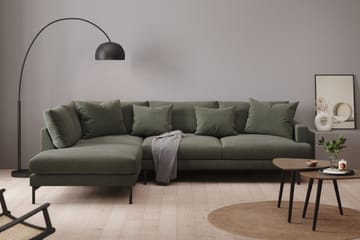 Menard 4-seters Venstrevendt Dyp L-formet Sjeselongsofa i Manchester - Mørk grønn - Møbler - Sofaer - Sofaer med sjeselong - 4 seters sofa med divan