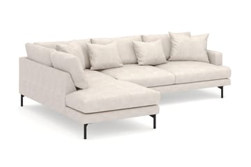 Menard 4-seters Venstrevendt Dyp L-formet Sjeselongsofa i Stoff - Beige - Møbler - Sofaer - Sofaer med sjeselong - 4 seters sofa med divan